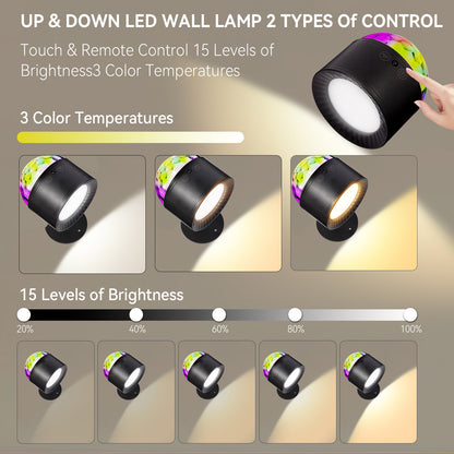 Creative Rechargeable Three-color Temperature Remote Control Wall Lamp