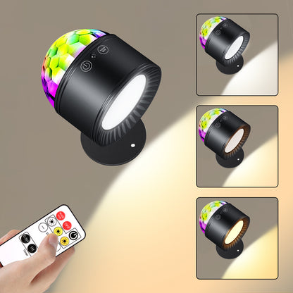 Creative Rechargeable Three-color Temperature Remote Control Wall Lamp