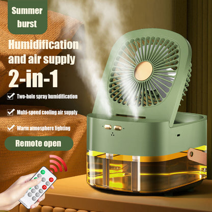 Humidifying Spray Fan Desktop Remote Control Timing Mini Air Cooler Big Wind Mute USB Charging Fan