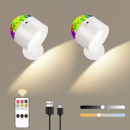 Creative Rechargeable Three-color Temperature Remote Control Wall Lamp